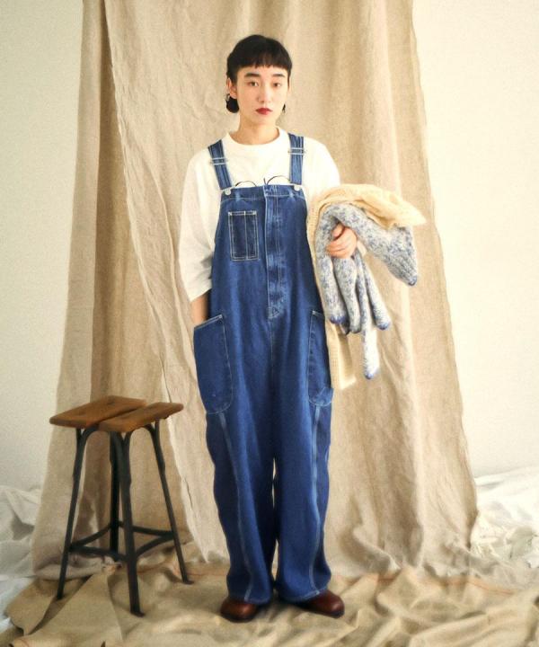 キナリヘリンボンオックス／10ozデニム　サロペット