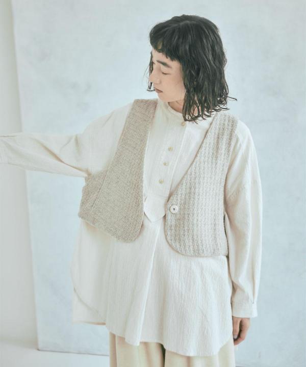 コットンリネン先染ライトキャンバス　プルオーバー