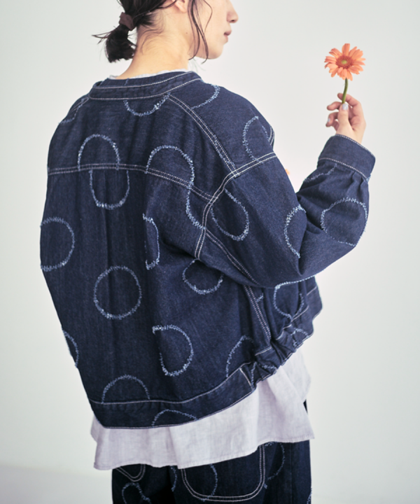 ドットカット刺繡デニム　ジャケット
