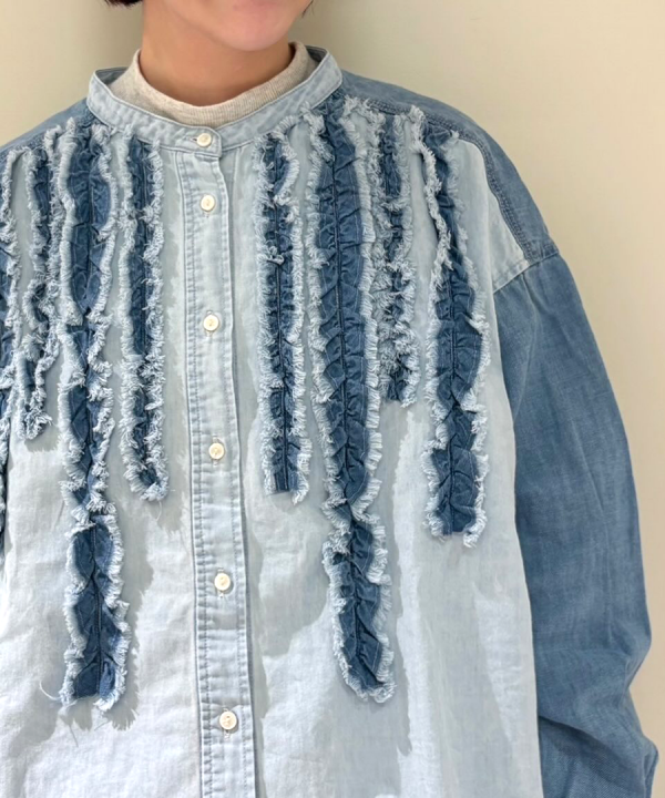 コットンリネンツイルキャンバス　シャツ