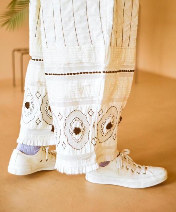 キャンブリック×コットンメッシュ　パンツ