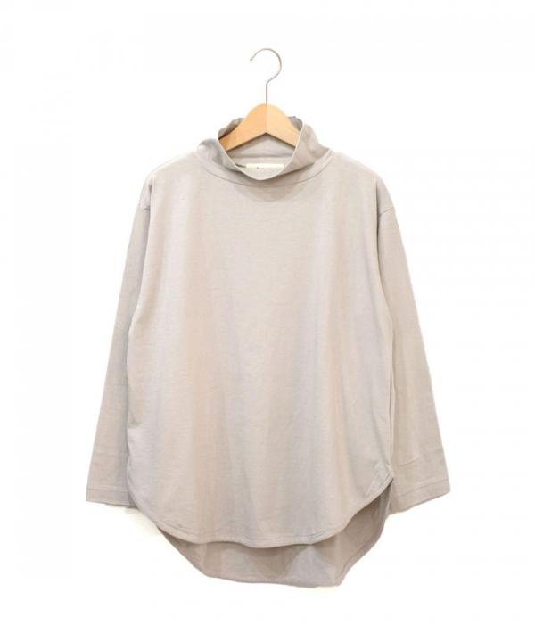 スープレコットン天竺　裾ラウンドハイネックロングT
