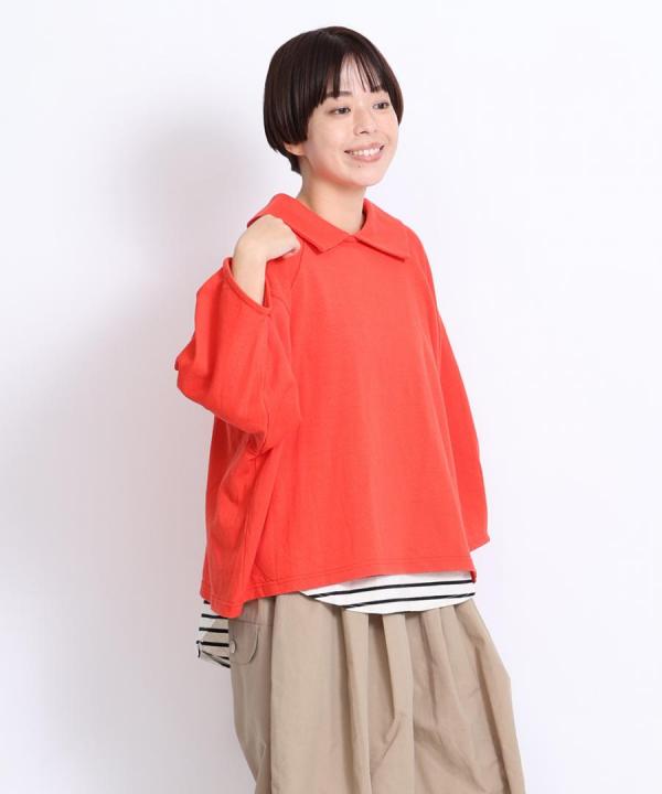 ミディアムコットン天竺　衿つきプルオーバー