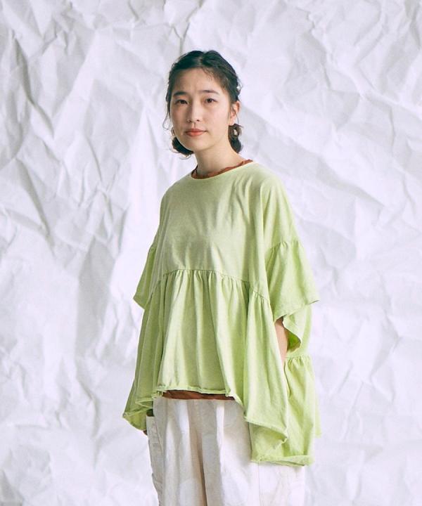 ピグメントコットン天竺　ギャザープルオーバー