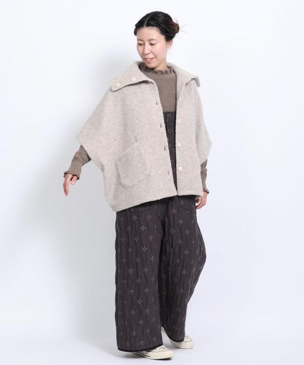 ウールアンゴラボア ポンチョジャケット