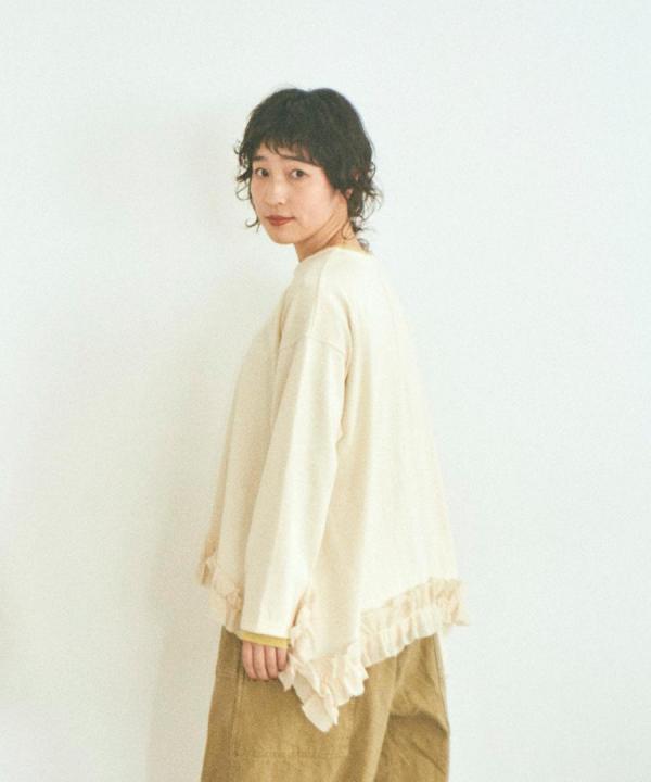 ミディアムコットン天竺 裾フリルプルオーバー