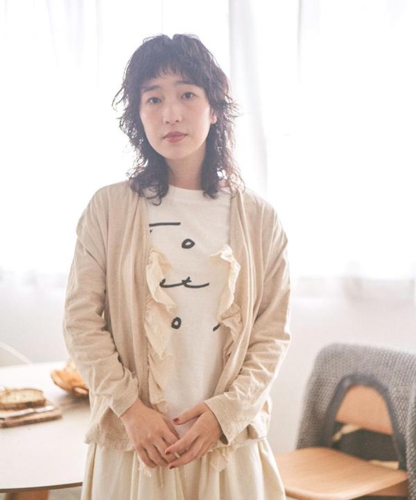 コットンベルギーリネン天竺×コットンヘンプガーゼ カーディガン