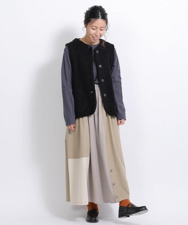 ウールコットンパイルダブルフェイス　ベスト