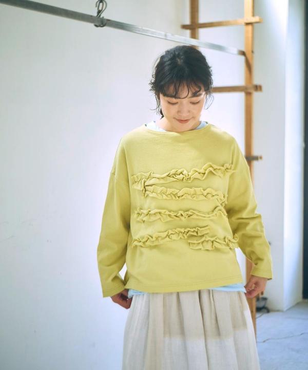 ミディアムコットン　フリルプルオーバー