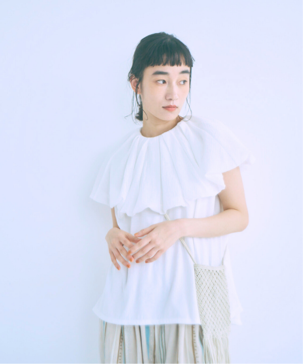 コットンウェービーボイル×コットン天竺　バブルカラープルオーバー