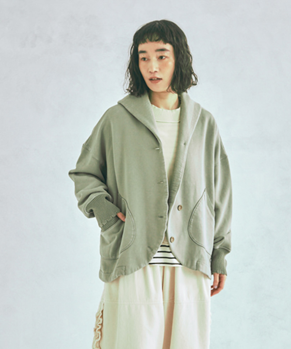 コットン裏起毛×ニット　ジャケット