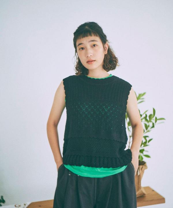 コットンコードニット　2wayベスト
