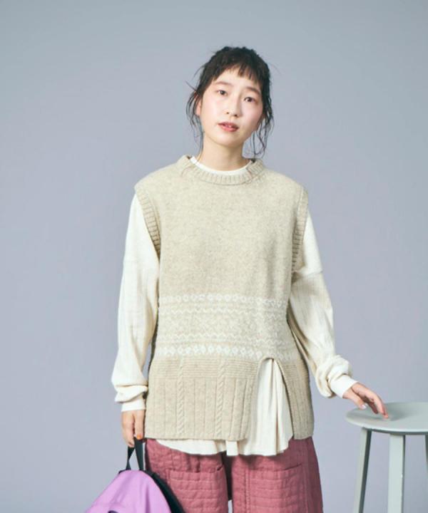 ミックスヤーンジャガード　ベスト