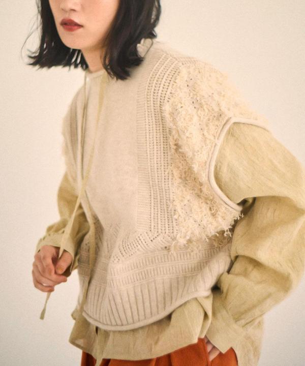 ウールアンゴラ×フリンジ　ベスト