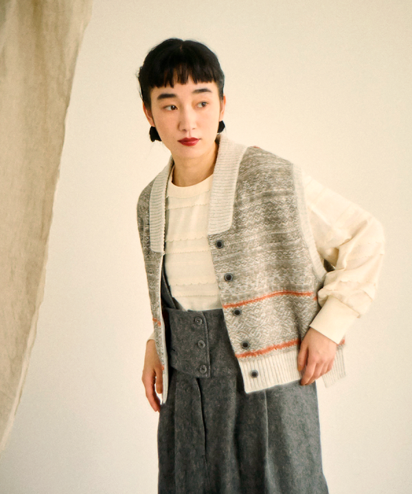 ミックスヤーンバックジャガード　ベスト