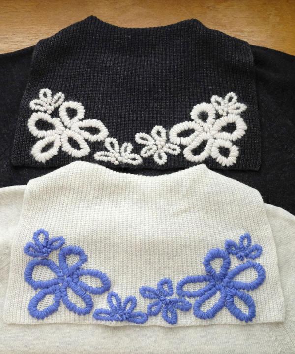 ハンド刺繍ラムナイロン　セーラーカラープルオーバー