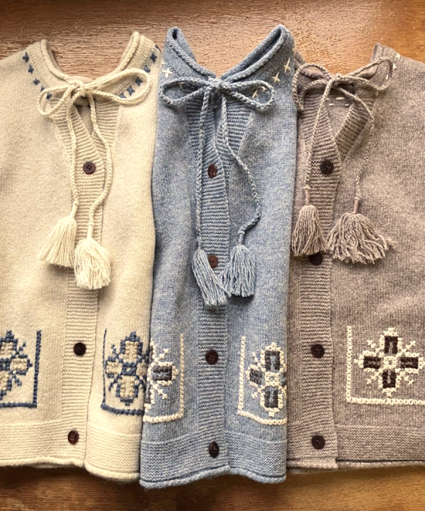 シェットランドウール×ロービング刺繍　2wayベスト