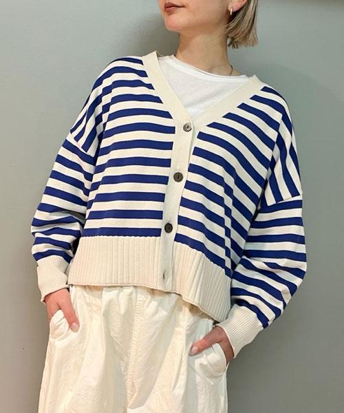 ランダムリブニットボーダー　カーディガン