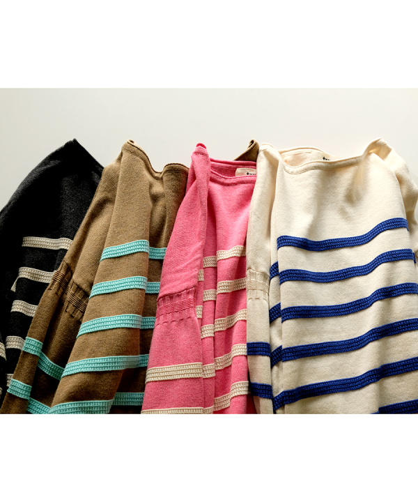 ランダムリブニットボーダー　プルオーバー