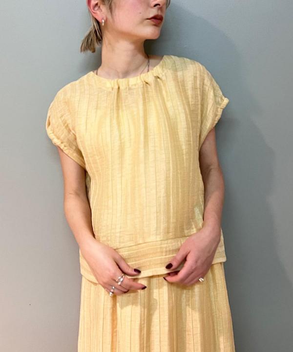 ACAR リネンナイロンジャガード ブラウス