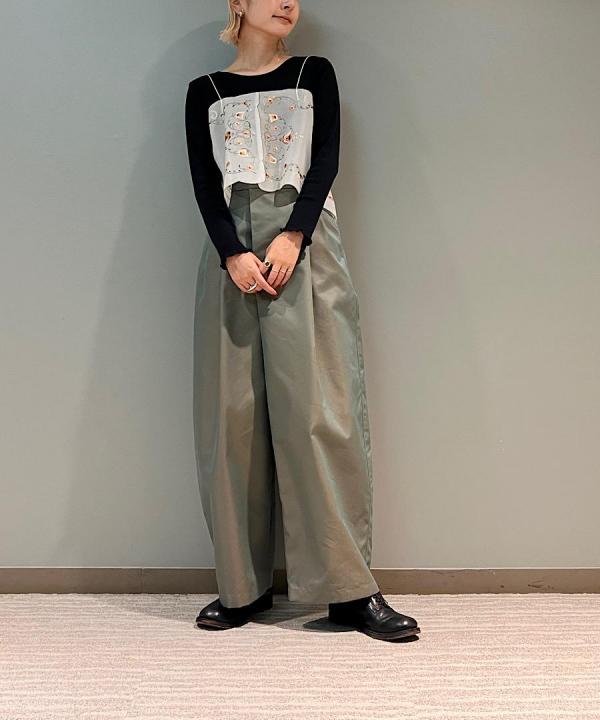 60/2 C/Tシャンブレーギャバ撥水 ワイドパンツ