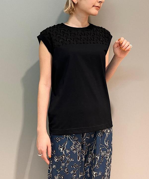 カットジャガード ノースリーブトップス