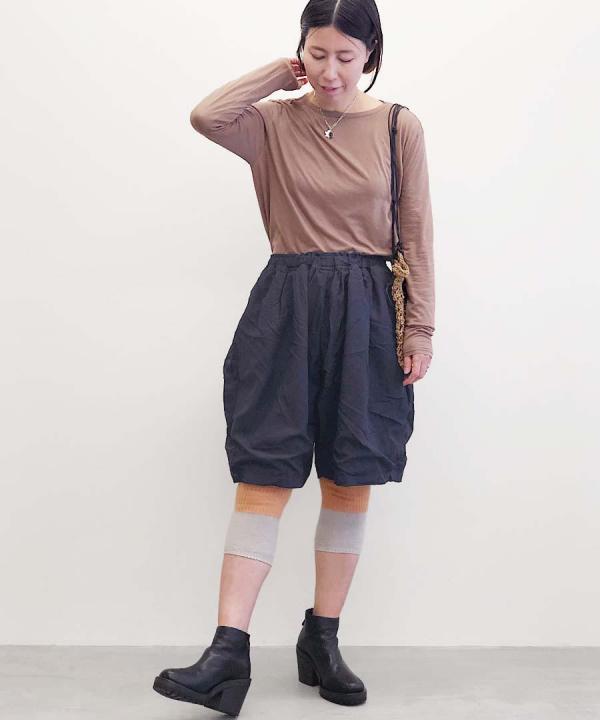 ポリエステルライトタフタ・高温高圧製品染め　ワイドショートパンツ