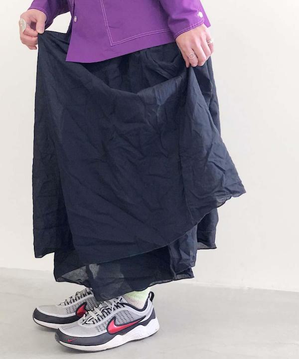 ポリエステルライトタフタ・高温高圧製品染め　レイヤードスカート