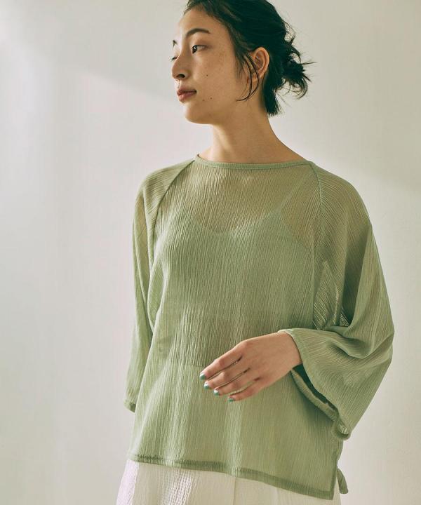wrinkled cotton ラグランプルオーバー
