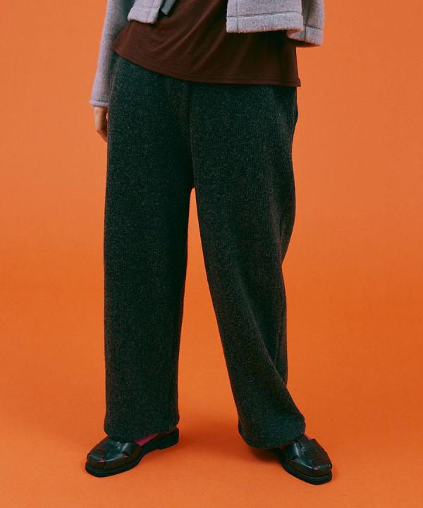 wool cotton rib イージーパンツ