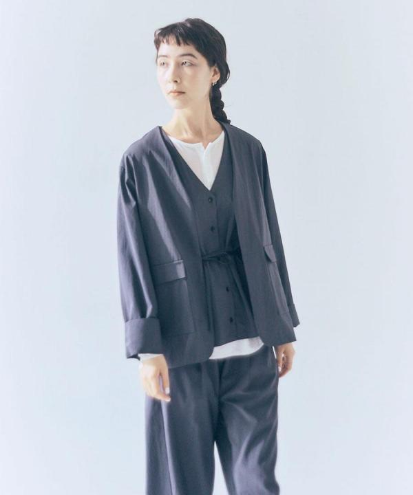 sheer satin　ノーカラージャケット