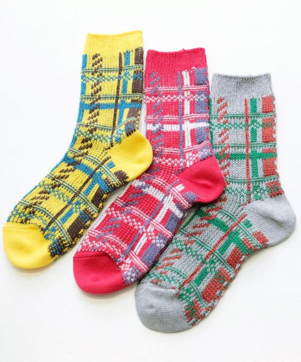 格子の笛　ショートソックス