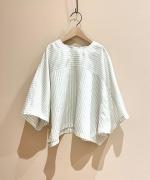 STRIPE DOLMAN SLEEVE SHORT SHIRT