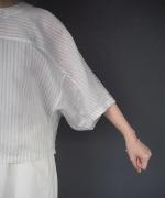 STRIPE DOLMAN SLEEVE SHORT SHIRT