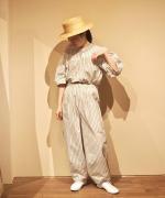 STRIPE TYPEWRITER BALLOON PANTS