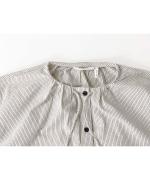 Gathered Neck Mini Stripe Shirt