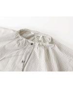 Gathered Neck Mini Stripe Shirt