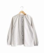 Gathered Neck Mini Stripe Shirt