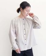 Gathered Neck Mini Stripe Shirt