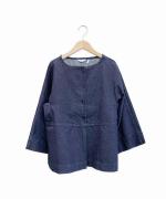 Half Placket Cotton Denim Smock