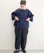 Half Placket Cotton Denim Smock