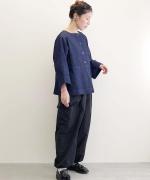 Half Placket Cotton Denim Smock