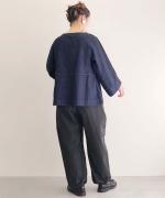 Half Placket Cotton Denim Smock