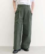 Cotton Canvas Pleat Front Trousers