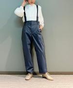 サスペンダー付きテーパードパンツ