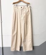 9W ソフトコーデュロイストレッチ タックワイドパンツ