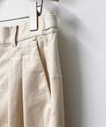 9W ソフトコーデュロイストレッチ タックワイドパンツ