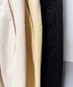 9W ソフトコーデュロイストレッチ タックワイドパンツ