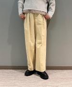 9W ソフトコーデュロイストレッチ タックワイドパンツ