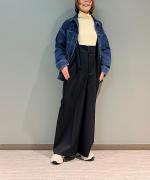 T/Wライトミドルツイル サスペンダー付きハイウエストパンツ